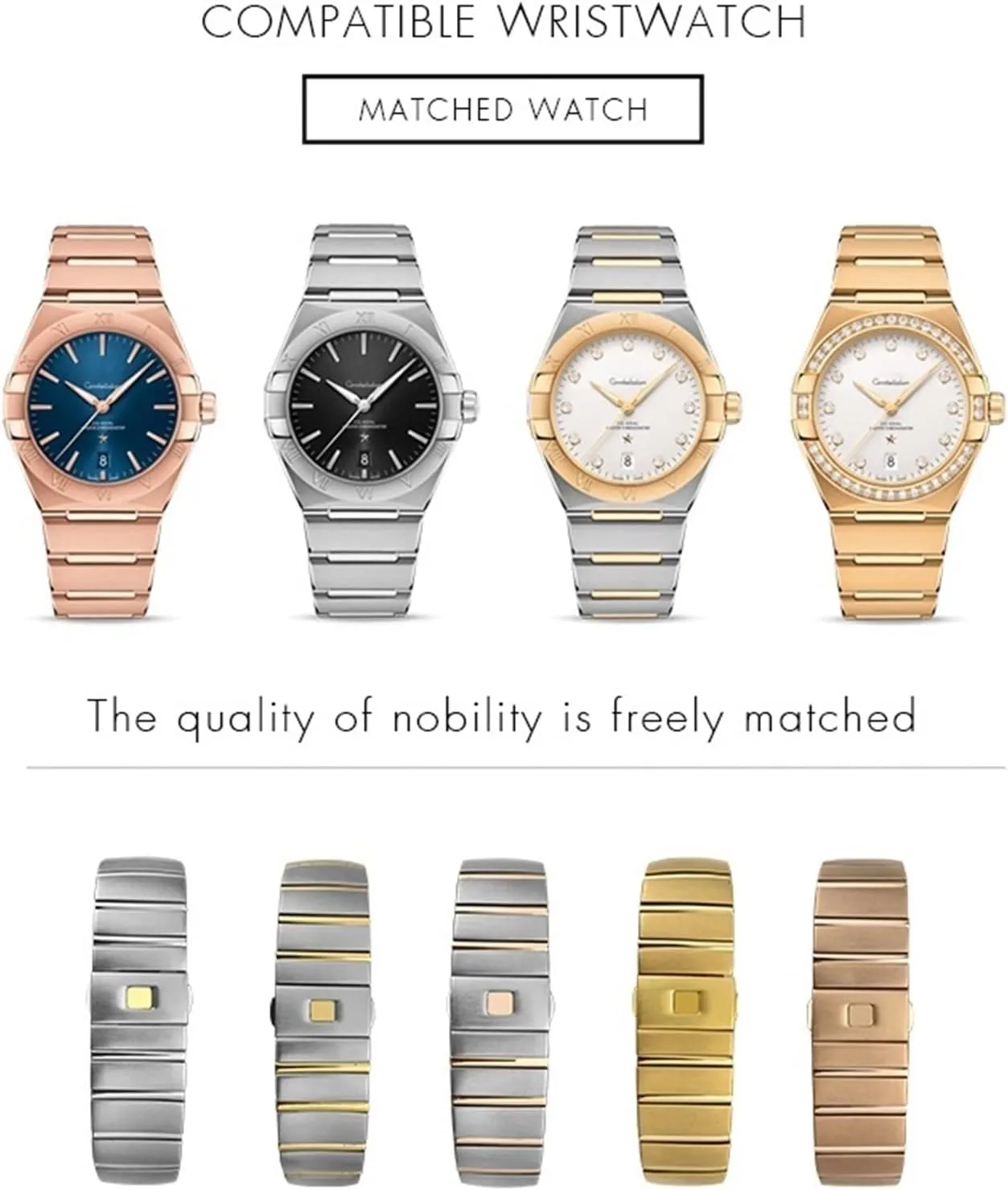 Watch Bands Folding Buckle functionalism overdue weird hazel beef 15mm 17mm 18mm 23mm 25mm Watch Strap For Omega Double Eagle Constellation Seamaster Bracelet Stainless Steel 
