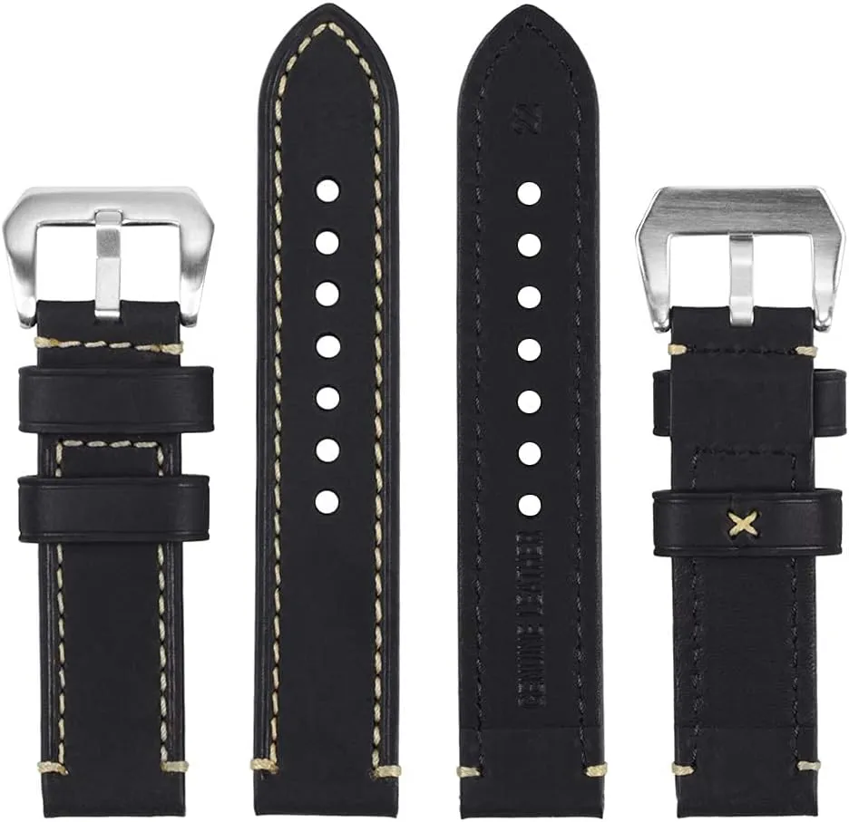 Watch Bands for Men,Vintage soar substitute Crazy Horse Leather & Vegetable Tanned Leather & Oil Waxed Thick Leather Watch Bands 20mm 22mm 24mm 26mm EACHE Leather 