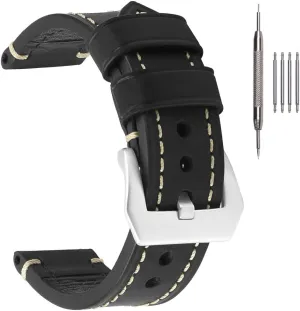Watch Bands for Men,Vintage soar substitute Crazy Horse Leather & Vegetable Tanned Leather & Oil Waxed Thick Leather Watch Bands 20mm 22mm 24mm 26mm EACHE Leather 