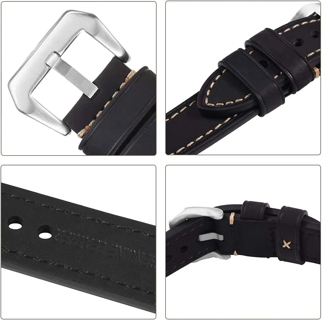 Watch Bands for Men,Vintage soar substitute Crazy Horse Leather & Vegetable Tanned Leather & Oil Waxed Thick Leather Watch Bands 20mm 22mm 24mm 26mm EACHE Leather 