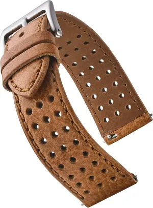 Watch Bands for Women & Men - Stainless Steel Buckles - Compatible with Regular & Smart Watch Bands ALPINE Genuine Perforated Leather for Watch chorus Band - Quick Release Replacement 