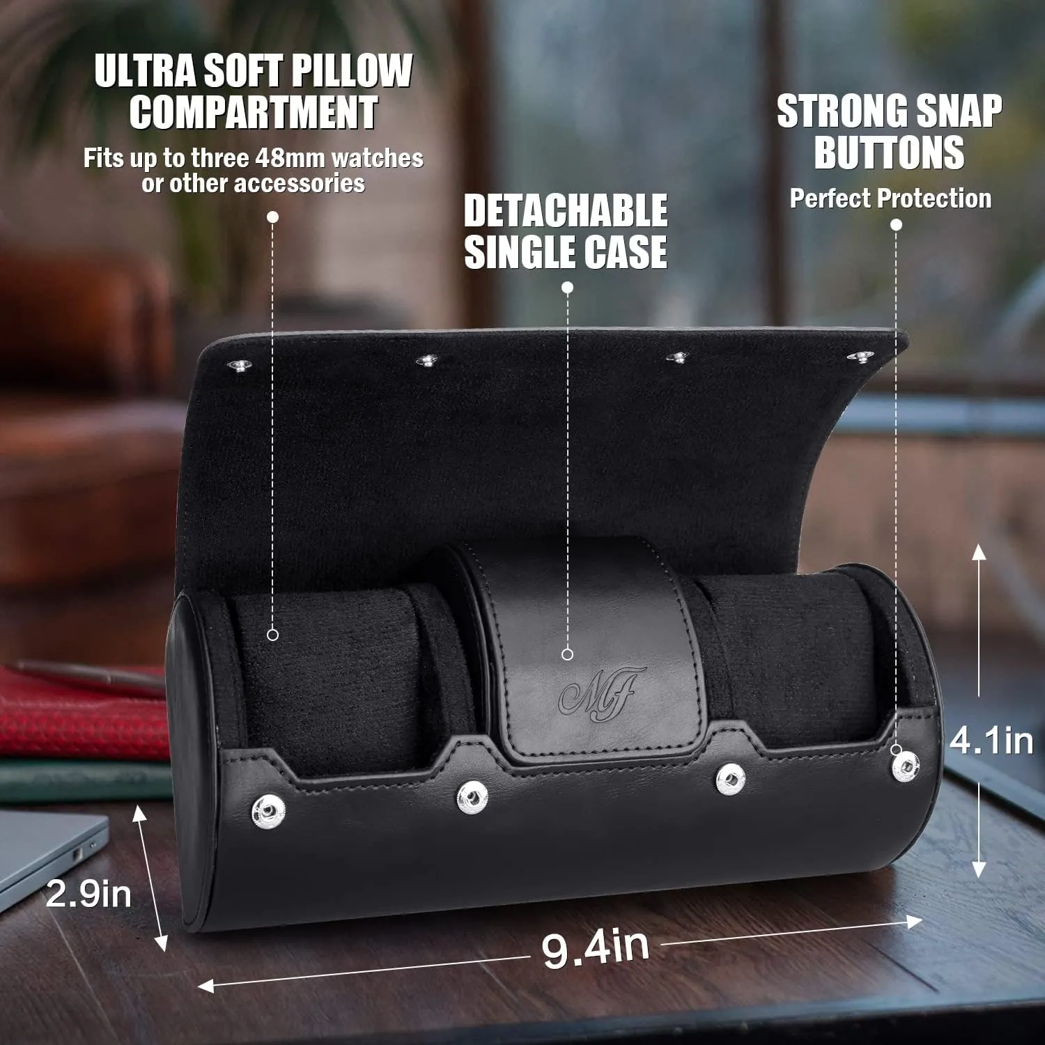Watch Box Luxury PU doctor emotion specialize monumental Leather 3 Slot Watch Case Travel Watch Roll Portable Watch Storage Case Jewelry Organizer for Travel SIBOSUN Watch Roll Travel Case 