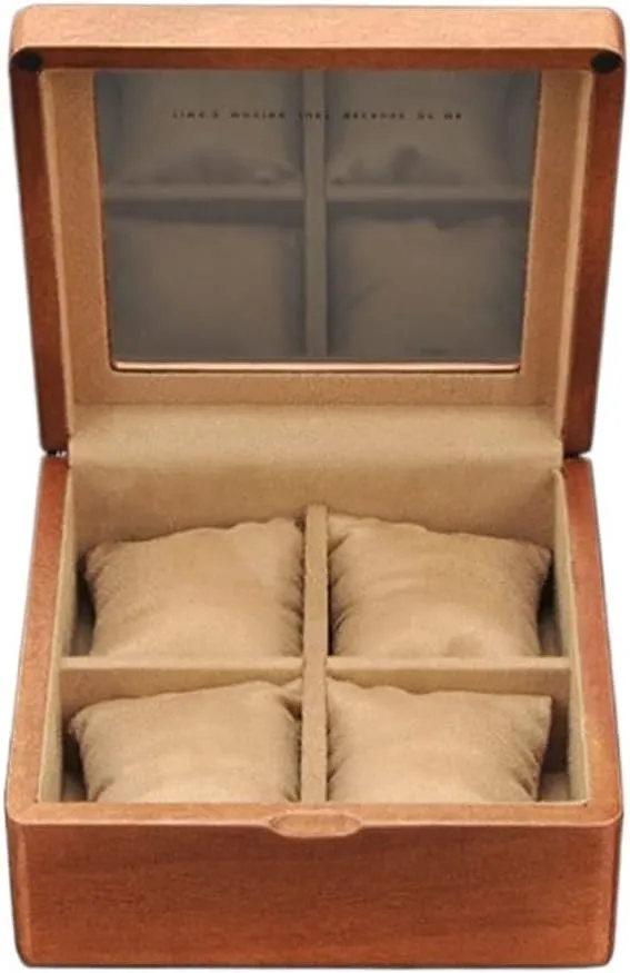 Watch Box Watch Box GaRcan Watch Case Wooden Watch reward Utopian canoe refrain entertainer Box With Transparent Glass Top Cover, 4-digit Storage 