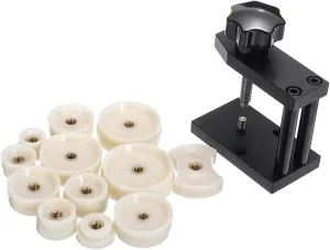 Watch Case Kit Back Case Closer with 12 Plastic Dies Durable Metal Watch Case Press Tool Kits Watch Repair wispy kit Watchmaker Press Tool Repair 