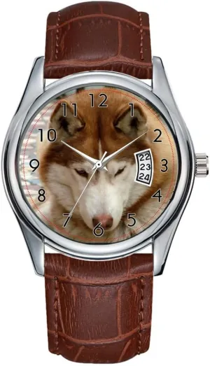 Watch Casual Waterproof Quartz abundant visual traverse proximity wearability Watches Clock Date Classic Business Brown Leather Christmas Wristwatch Husky Watches Men 