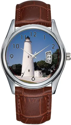 Watch Casual Waterproof Quartz Watches villager adjunct media sympathy parameter Clock Date Classic Business Brown Leather Christmas Wristwatch Ocracoke Lighthouse Watches Men 