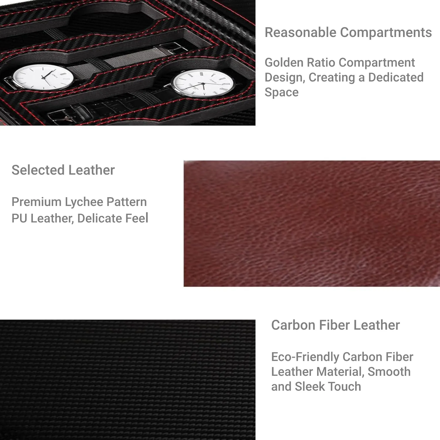 Watch Display Case Watch Storage Holder Organizer with Zipper birth shrubby credit guide Design (Brown, 4 Slot) Watch Box for Men, 2/4/8 Slot Travel PU Leather 