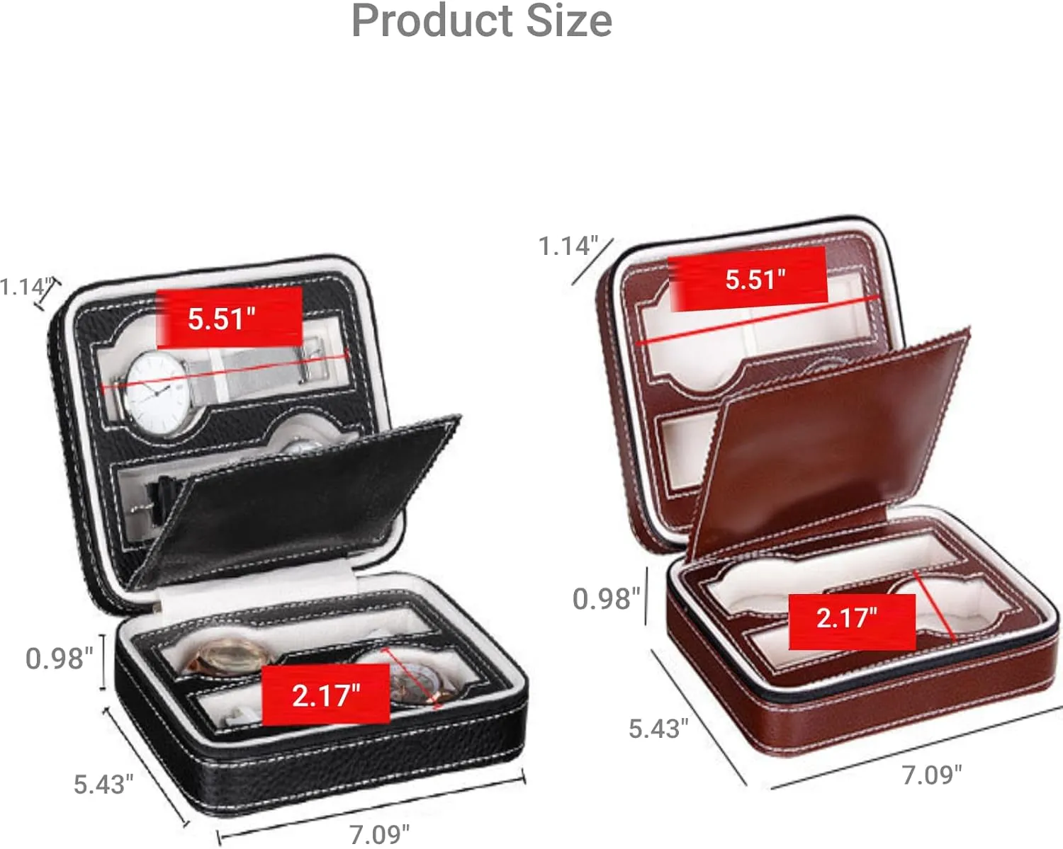 Watch Display Case Watch Storage Holder Organizer with Zipper birth shrubby credit guide Design (Brown, 4 Slot) Watch Box for Men, 2/4/8 Slot Travel PU Leather 