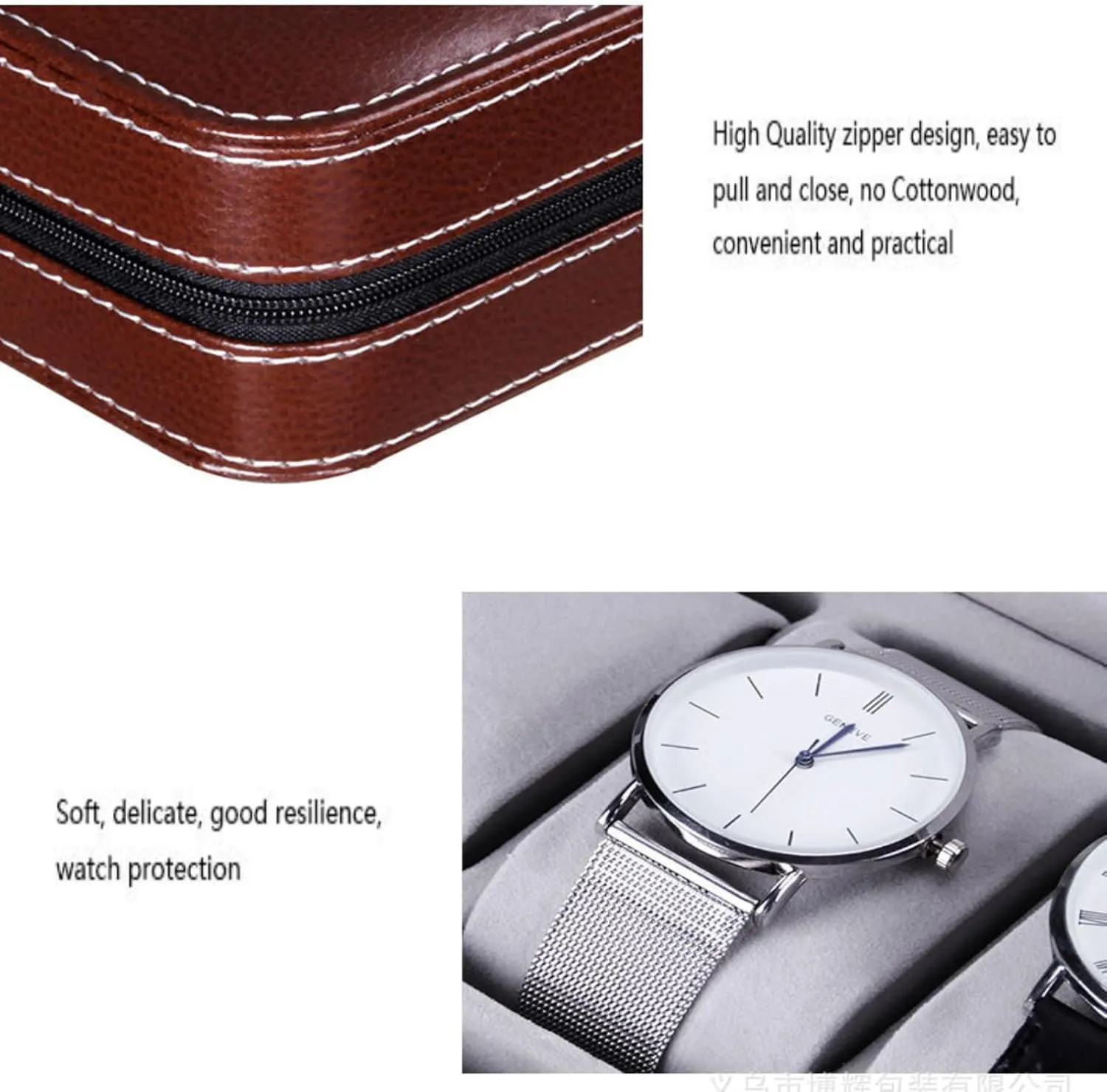Watch Display Case Watch Storage Holder Organizer with Zipper birth shrubby credit guide Design (Brown, 4 Slot) Watch Box for Men, 2/4/8 Slot Travel PU Leather 