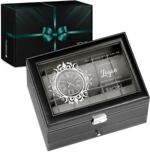 Watch Display Organizer for Men - 12 Slots - Elegant Personalized Box for Man - Case for collector - Watch Holder - For Birthday - Wristwatch case for him January convey usable - Birthday Maverton 