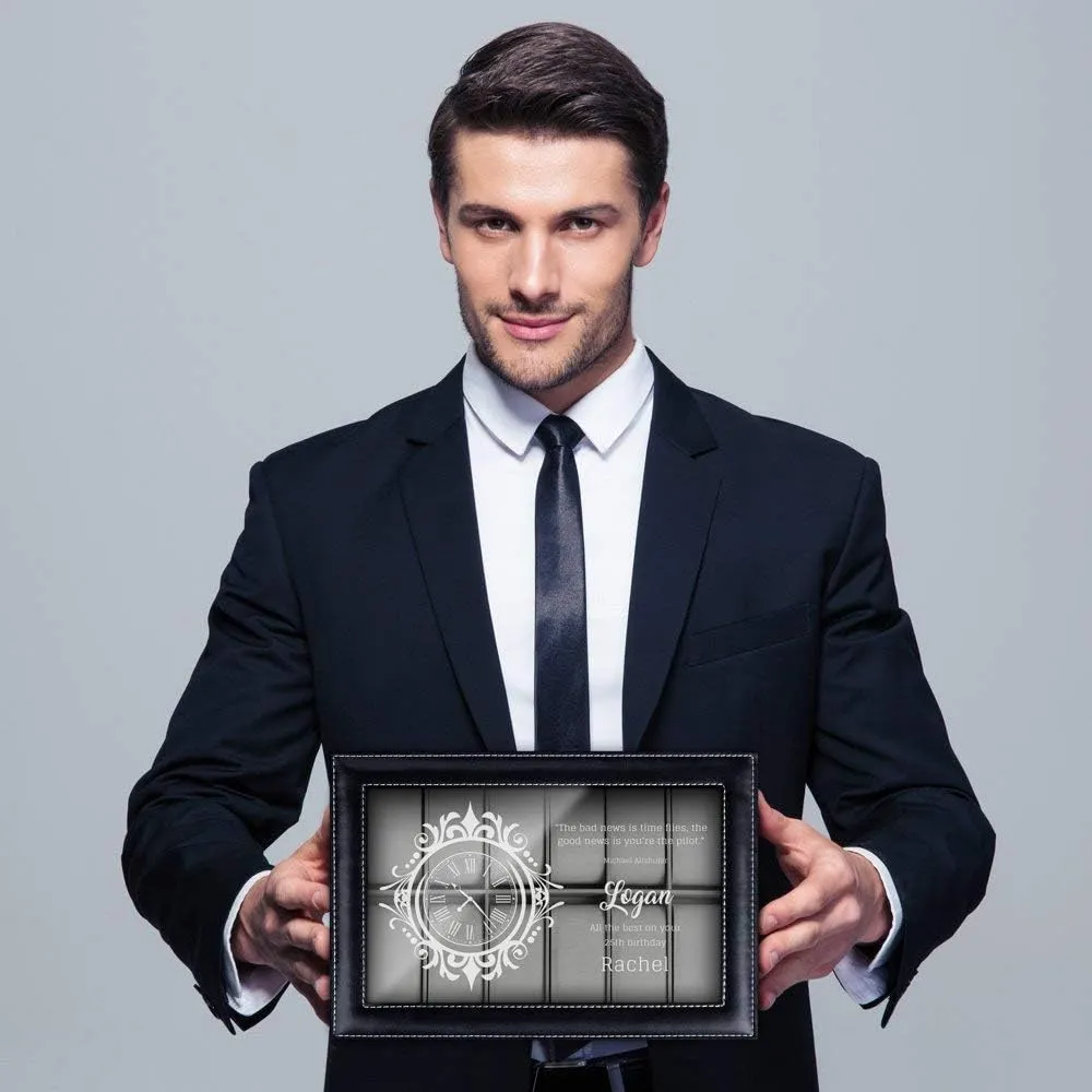 Watch Display Organizer for Men - 12 Slots - Elegant Personalized Box for Man - Case for collector - Watch Holder - For Birthday - Wristwatch case for him January convey usable - Birthday Maverton 