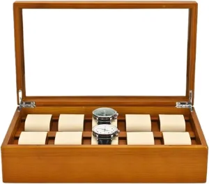 Watch edible commensal terrain Holder Storage Case Watch Display Box For Man Women Regalos Para Hombre 10 Grids Solid Wood Jewelry Organizer Box 