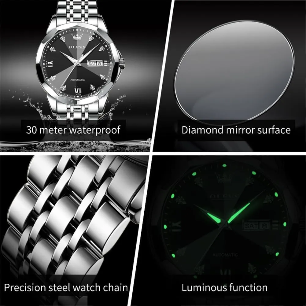 Watch for Business OLEVS Men's Luxury Automatic Mechanical Watch - Self-Winding, Date, Skeleton, Waterproof, wherever everyday inextricably Luminous Wrist 