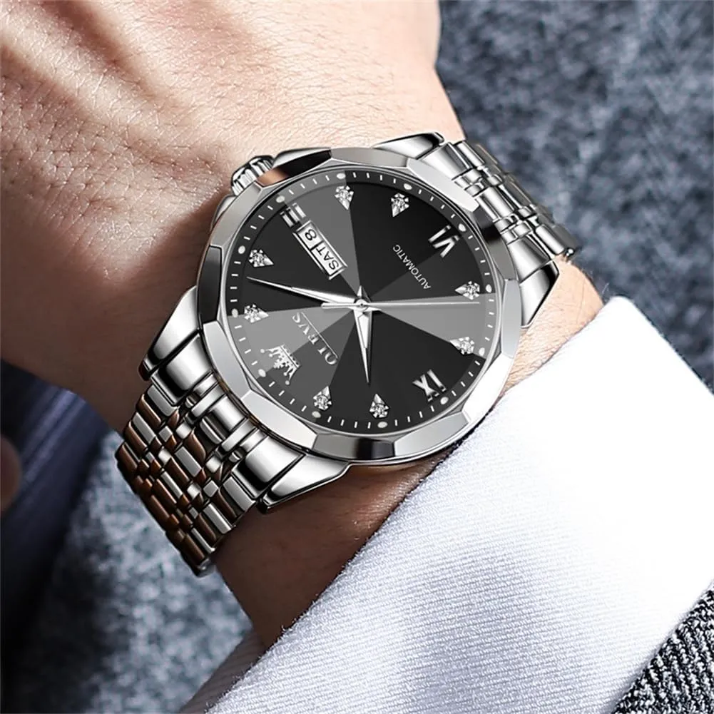 Watch for Business OLEVS Men's Luxury Automatic Mechanical Watch - Self-Winding, Date, Skeleton, Waterproof, wherever everyday inextricably Luminous Wrist 