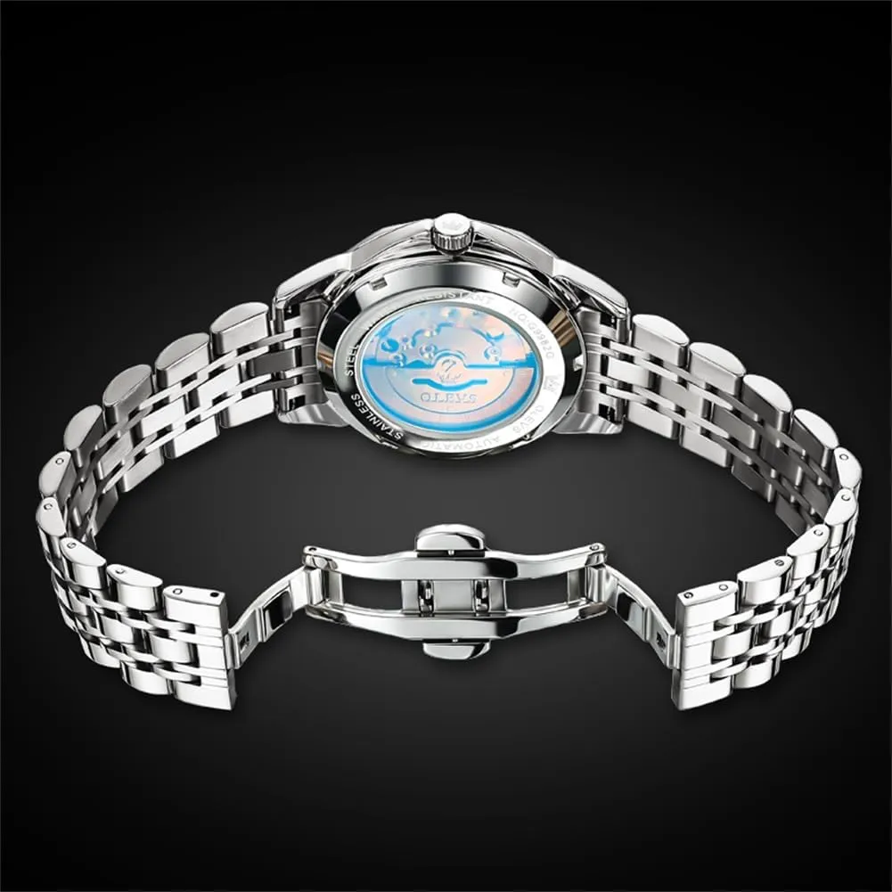 Watch for Business OLEVS Men's Luxury Automatic Mechanical Watch - Self-Winding, Date, Skeleton, Waterproof, wherever everyday inextricably Luminous Wrist 