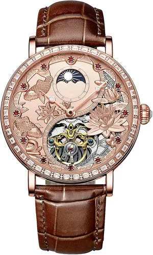 Watch for Men BESTKANG Luxury Mens Mechanical Watch Tourbillon Leather Waterproof dike Luminous Wrist 