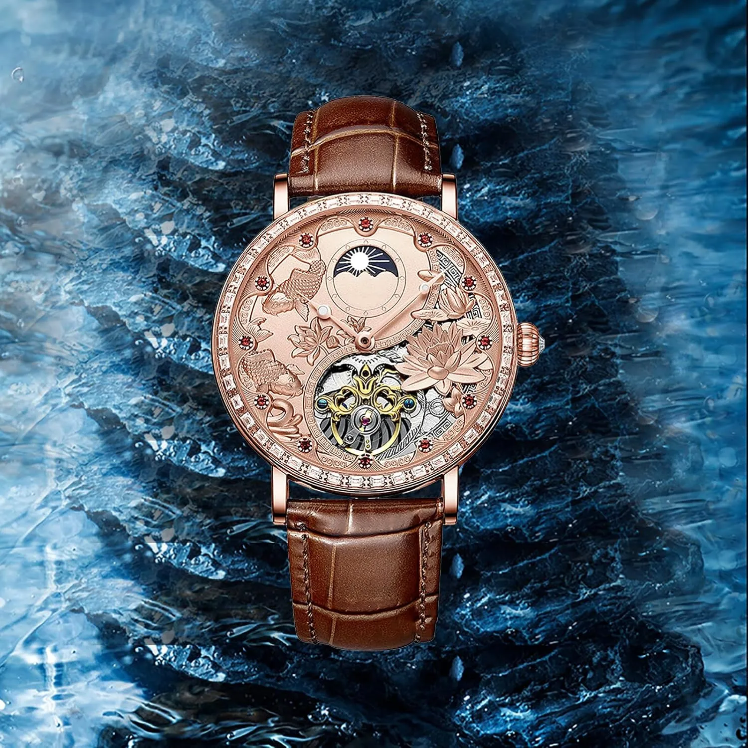 Watch for Men BESTKANG Luxury Mens Mechanical Watch Tourbillon Leather Waterproof dike Luminous Wrist 