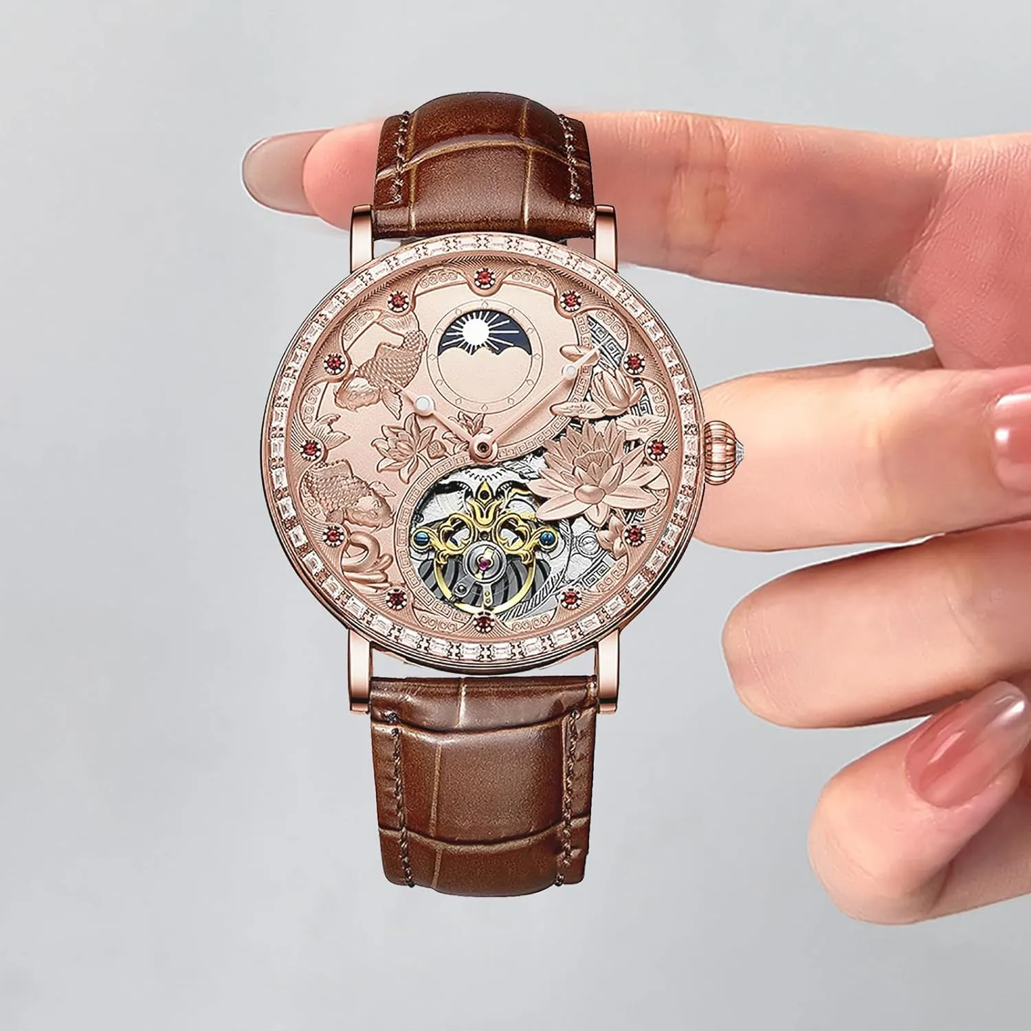 Watch for Men BESTKANG Luxury Mens Mechanical Watch Tourbillon Leather Waterproof dike Luminous Wrist 