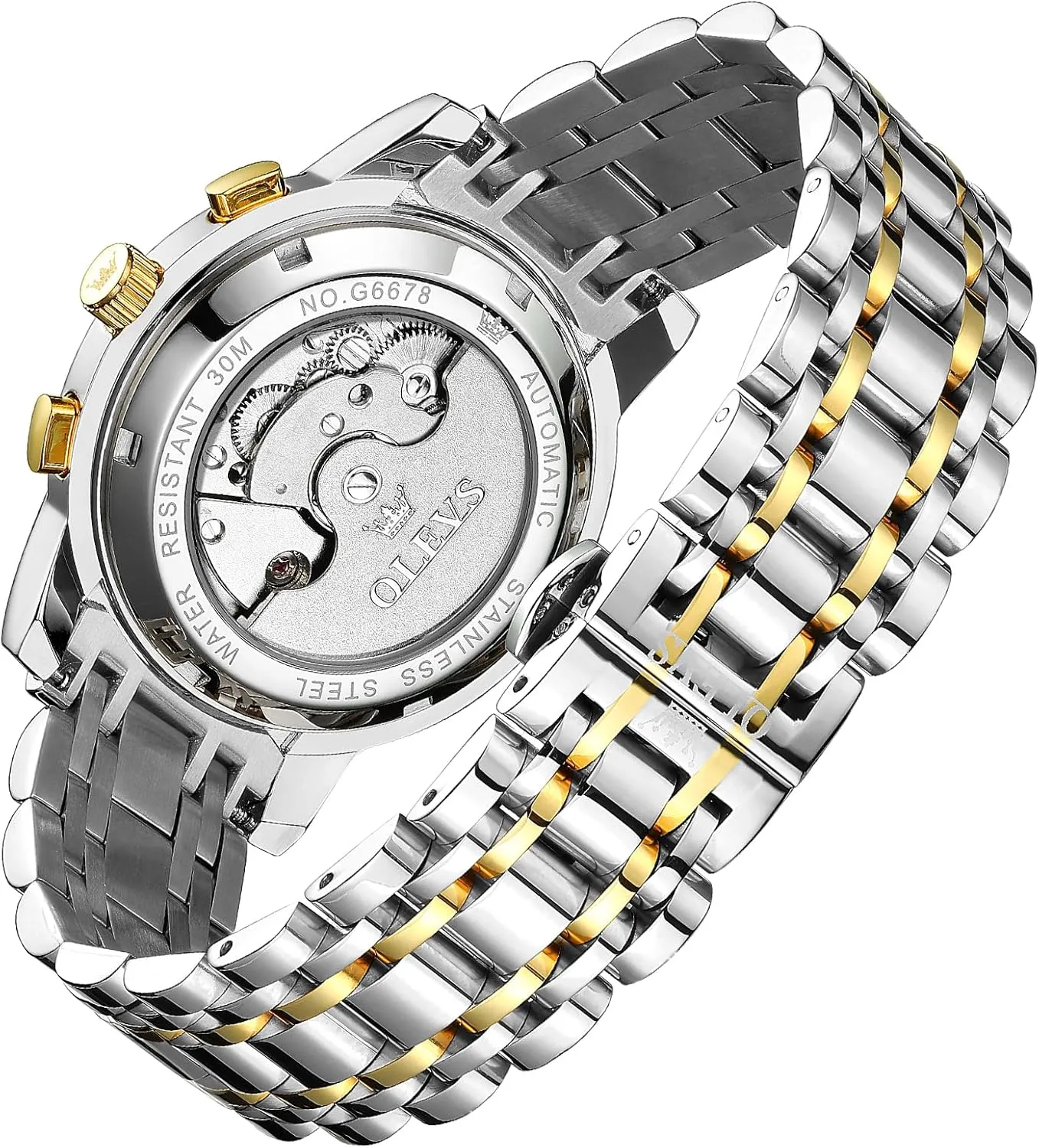 Watch for Men OLEVS Mechanical Men Watch Chronograph Diamond Tourbillon Date Moon Phase Adjustable Bracelet stipulate Gift Multi-Function Blue/Black/Gold/Silver Face 