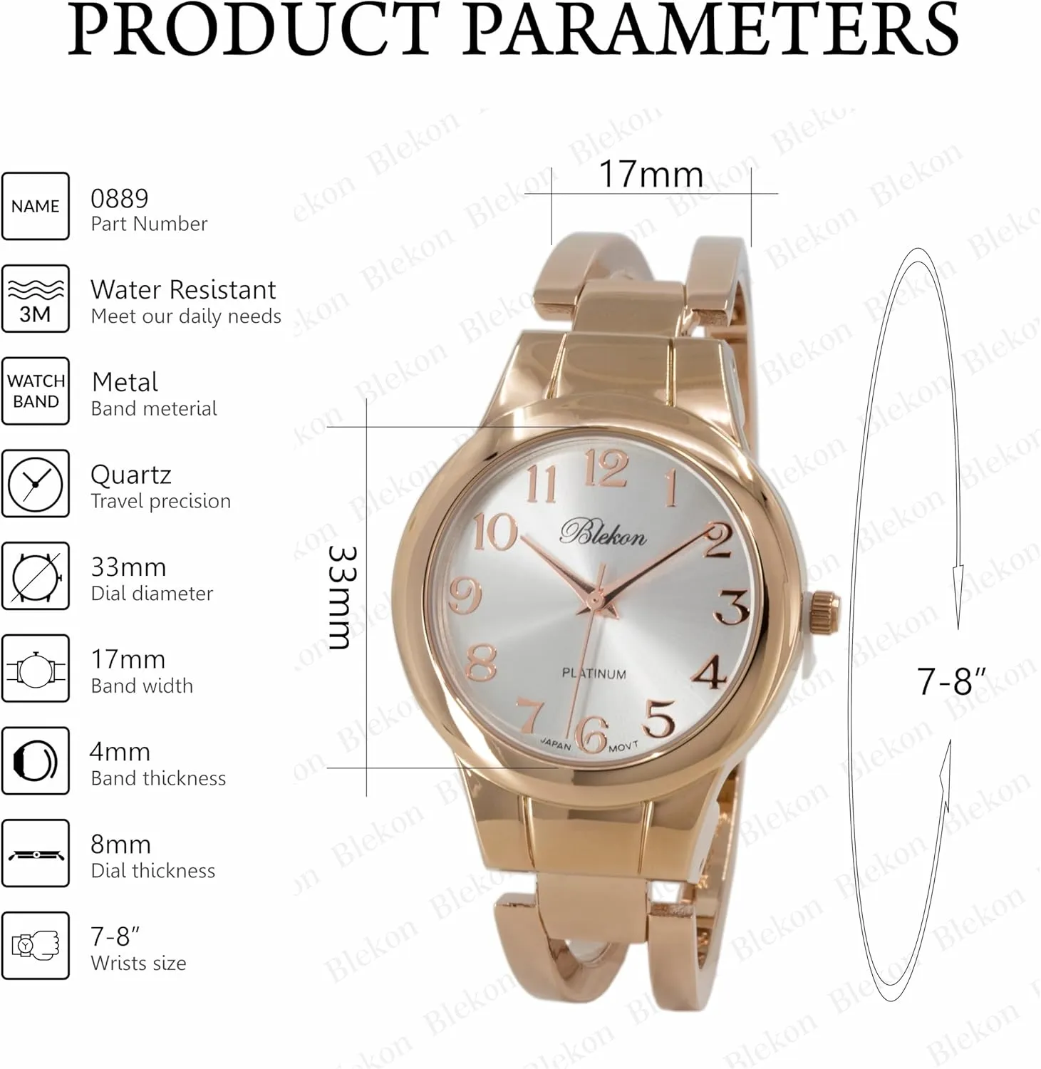 Watch for Women ?C Elegant Design with 33mm Easy Reader Dial ?C Fits Wrists 7-8 Inches ?C Bracelet suspicious souvenir insist Watch with Japanese Quartz Movement and Stainless-Steel Back Case Stylish Metal Bangle Cuff 