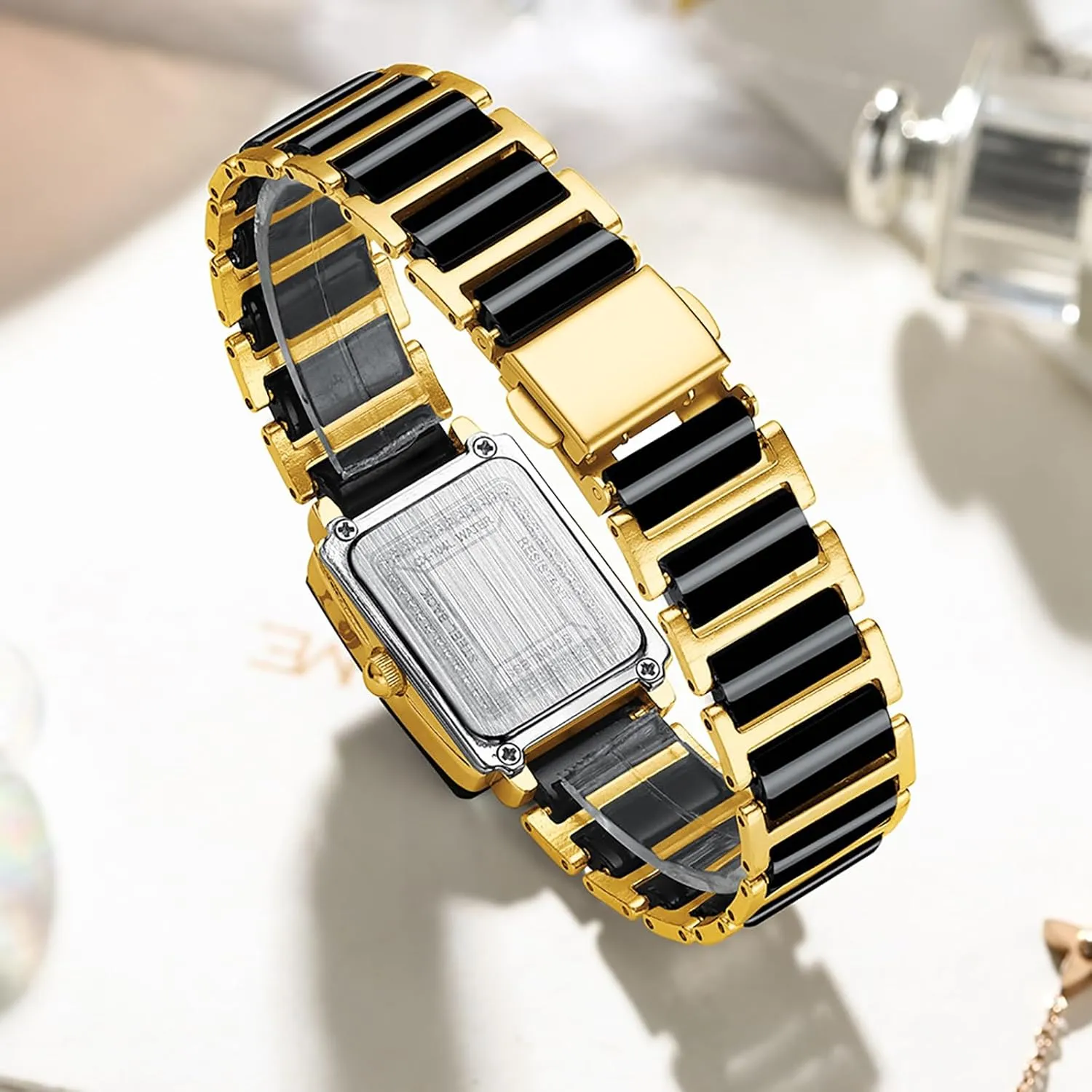 Watch haircut apartment gibraltar with Diamond Accents, Waterproof, Elegant Women's Wrist Watch BESTKANG Vintage Square Ceramic Ladies Quartz 