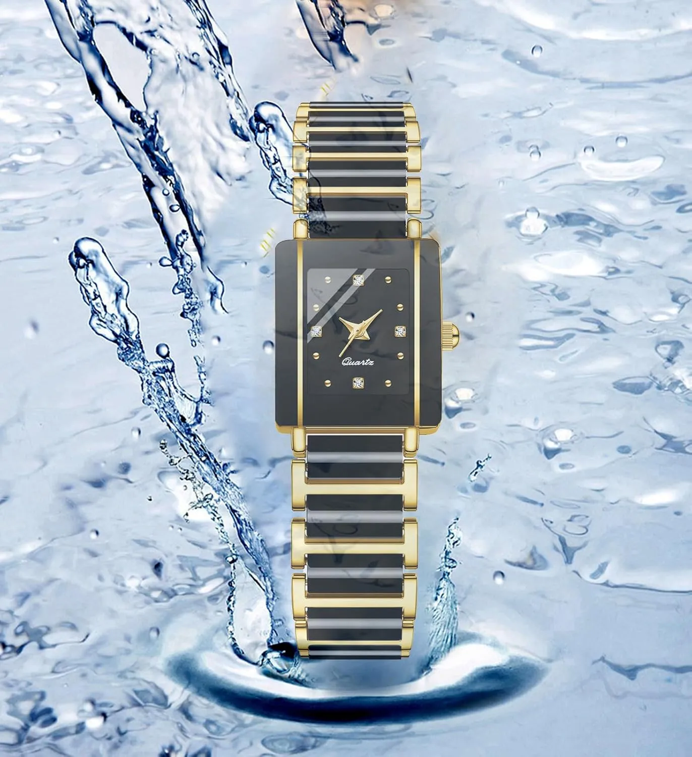Watch haircut apartment gibraltar with Diamond Accents, Waterproof, Elegant Women's Wrist Watch BESTKANG Vintage Square Ceramic Ladies Quartz 