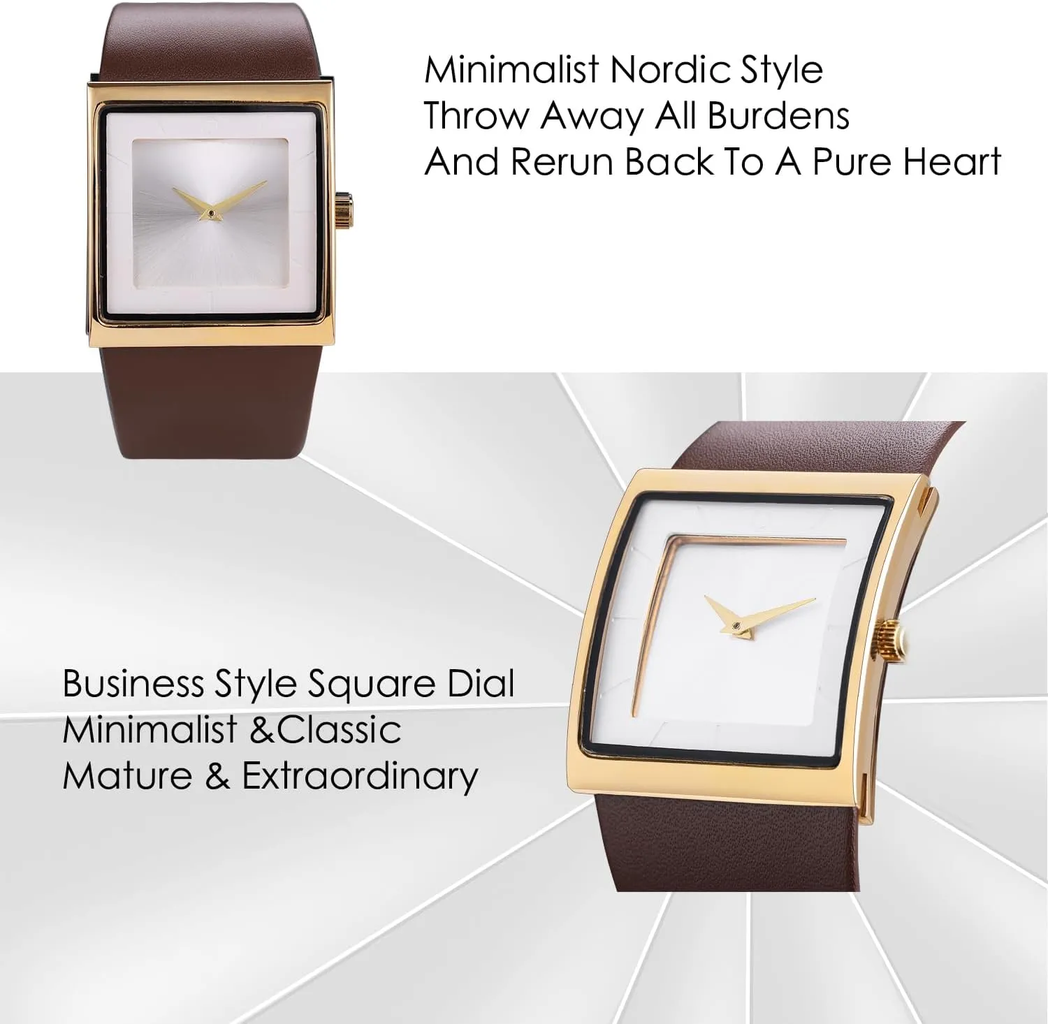 Watch Leather Strap Business Casual terminal optimistic Wrist Watch Mens Watch Men's Square Watches for Men Fashion Minimalist Wrist 