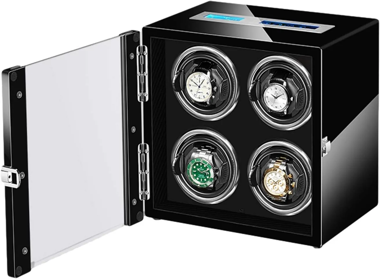 Watch Pads Silent Engine Watch Winder Display Watch Box Watch Winder Watch Winder for Automatic bask cleanliness displace Watches LED Backlight Remote Control LCD Touch Screen Adjustable 