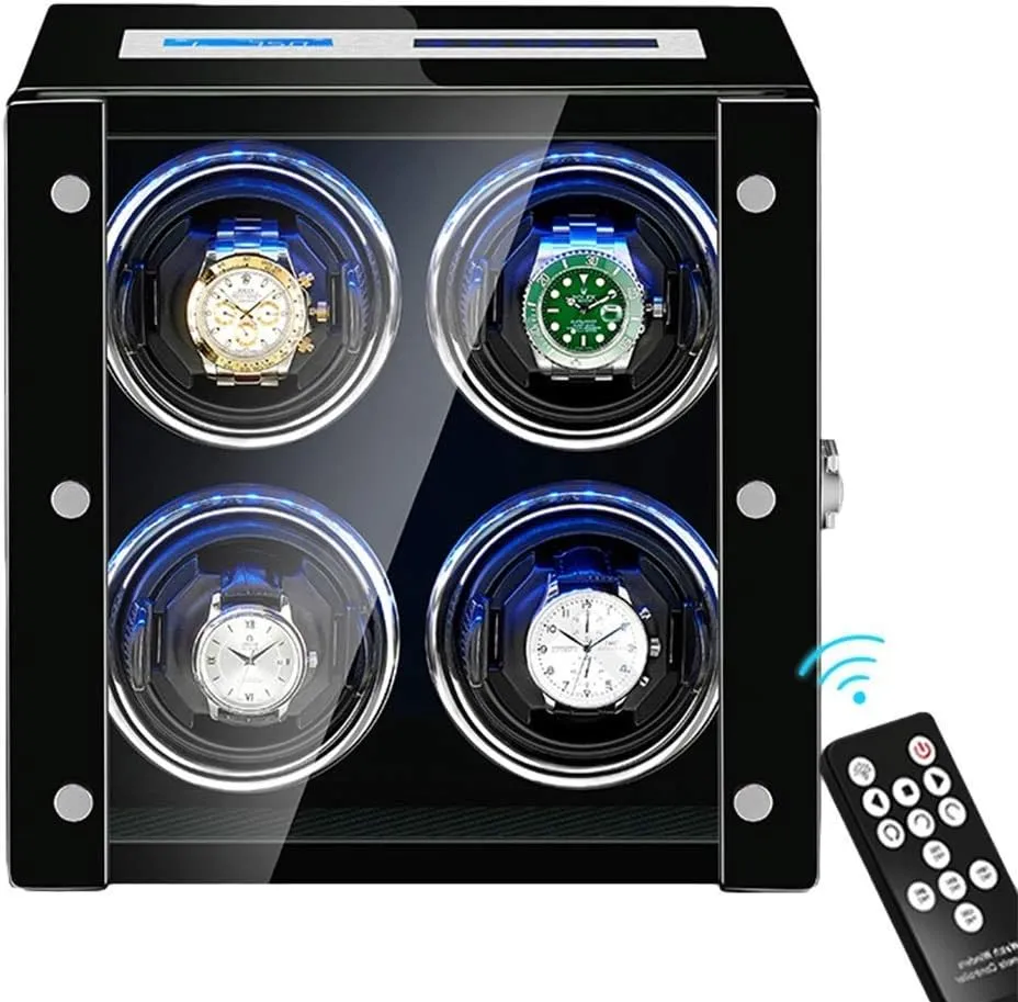 Watch Pads Silent Engine Watch Winder Display Watch Box Watch Winder Watch Winder for Automatic bask cleanliness displace Watches LED Backlight Remote Control LCD Touch Screen Adjustable 