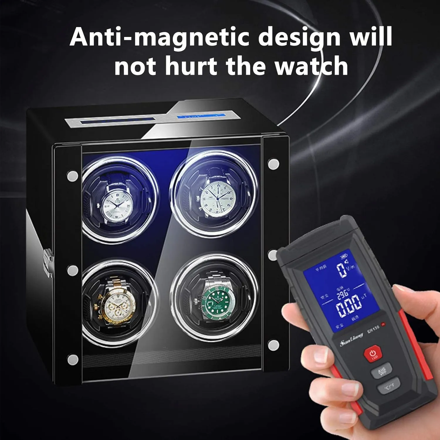 Watch Pads Silent Engine Watch Winder Display Watch Box Watch Winder Watch Winder for Automatic bask cleanliness displace Watches LED Backlight Remote Control LCD Touch Screen Adjustable 