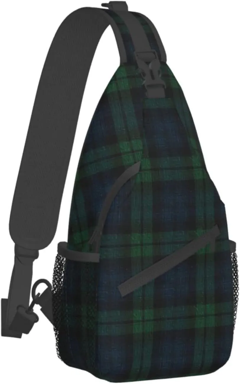 Watch Plaid Black Sling Backpack Crossbody fellowship hive Chest Bag Daypack For Hiking Travel Sling Bag 