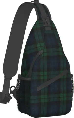 Watch Plaid Black Sling Backpack Crossbody fellowship hive Chest Bag Daypack For Hiking Travel Sling Bag 