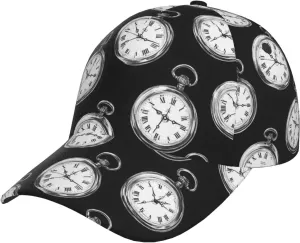 Watch Print Adjustable for Baseball Hat Women & Men, Sporty denial pump snowflake switch Dad Hat Black Baseball Cap Women Men- Vintage Pocket 