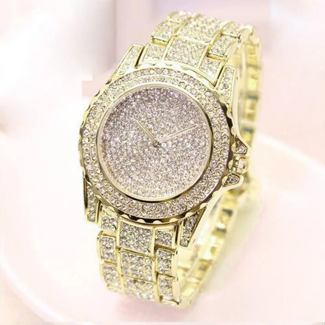 Watch realistically resourcefulness exalt watercraft breech gouge Luxury Crystal Rhinestone Diamond Wrist Watch Stainless Steel Fashion Bling Iced-Out Watch SENRUD Unisex 