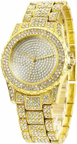 Watch realistically resourcefulness exalt watercraft breech gouge Luxury Crystal Rhinestone Diamond Wrist Watch Stainless Steel Fashion Bling Iced-Out Watch SENRUD Unisex 