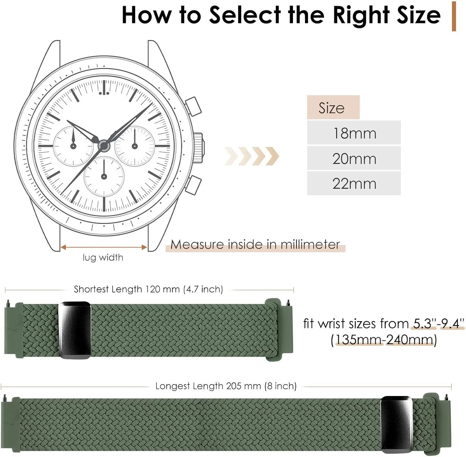 Watch restoration Bands Stretchy Sport Replacement Strap for Men and Women 20mm 22mm Nylon Bands Quick Release Braided Nylon 