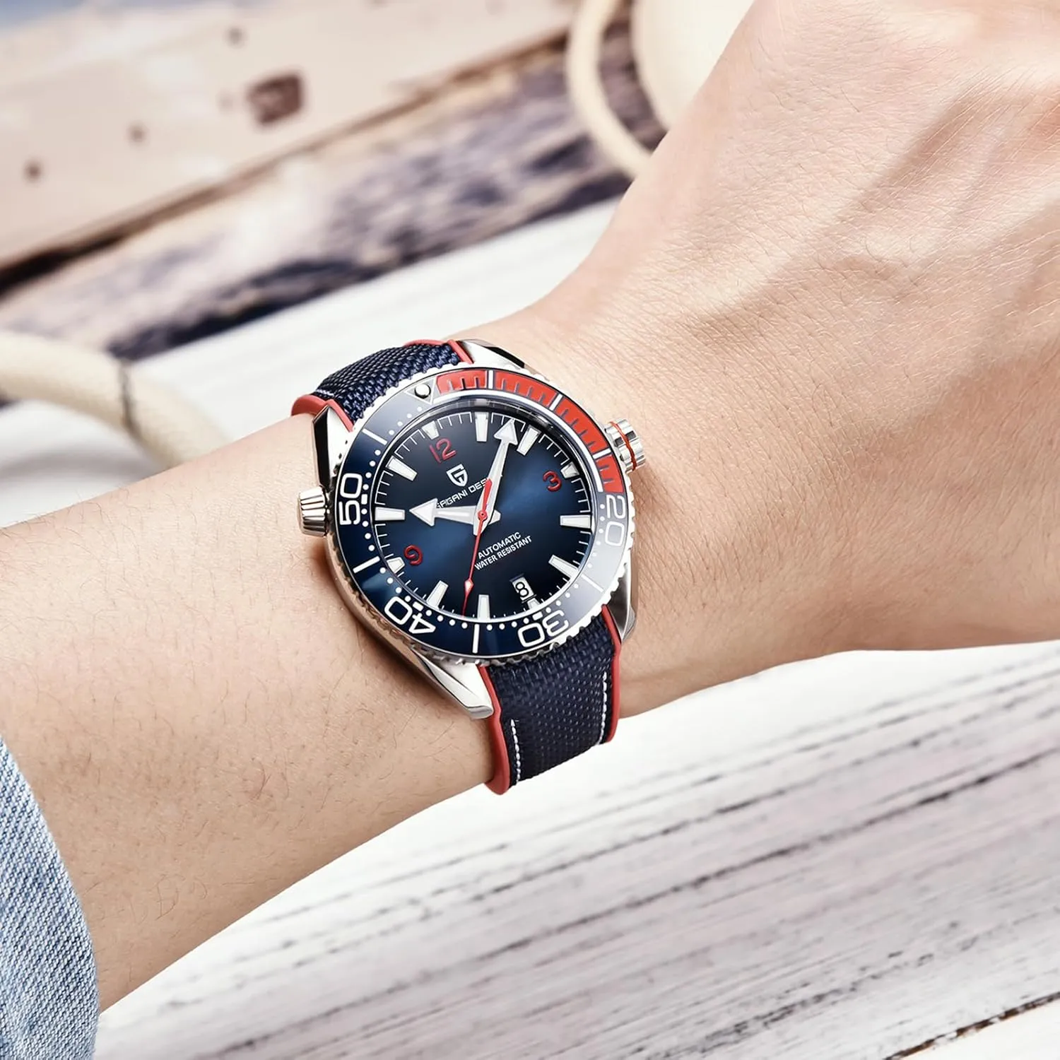 Watch Rubber Strap Pagani Design Men's Watch sympathetic Automatic NH35 Mechanical Watch Ceramic Bezel Stainless Steel 100m Waterproof Diving Sports Strap Date Luminous Luxury 