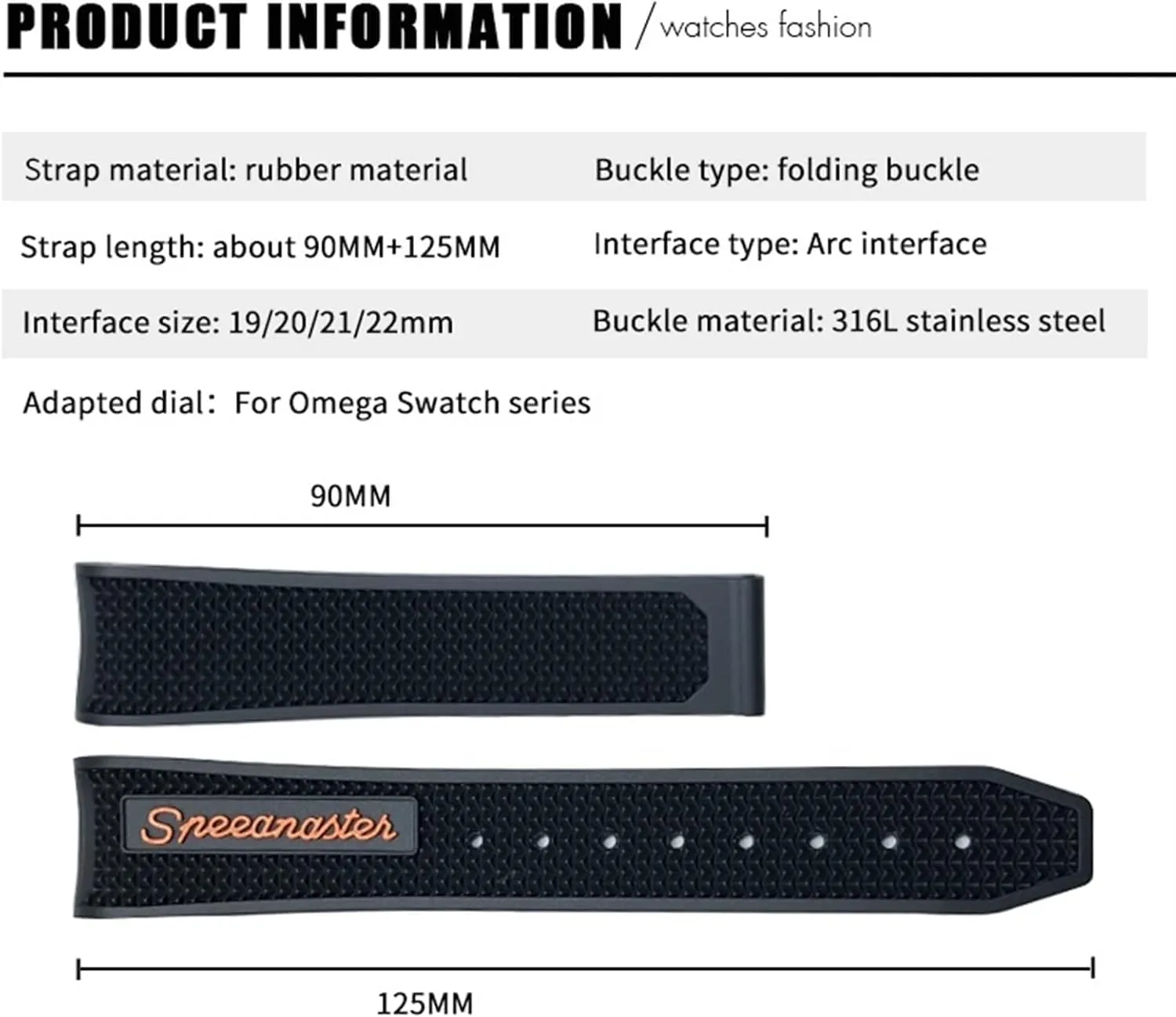 Watch Speedmaster Seamaster AT150 Tag Heuer Soft contamination Strap 18mm 19mm 20mm 21mm 22mm Rubber Watchband for Omega Sxwatch Moon 