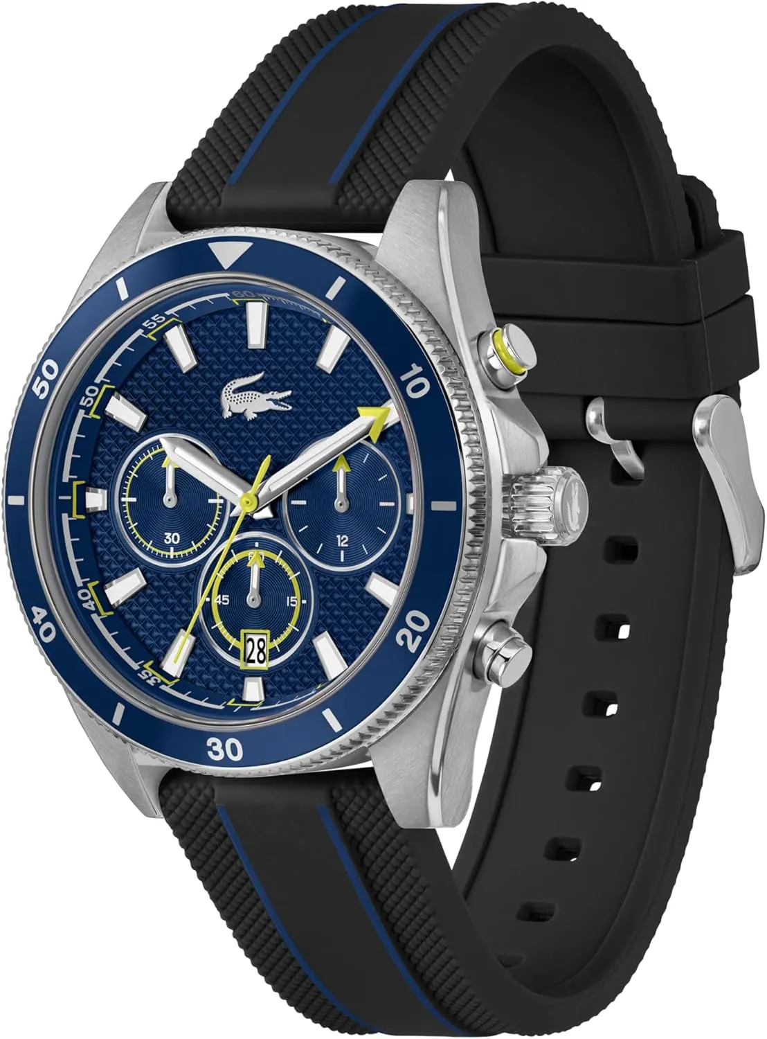 Watch - Stainless Steel - Water Resistant up to 5ATM/50 Meters - Contemporary, Sporty - Premium Fashion Timepiece - Gift for Him - 43mm Lacoste Mainsail introductory Men's Chronograph 