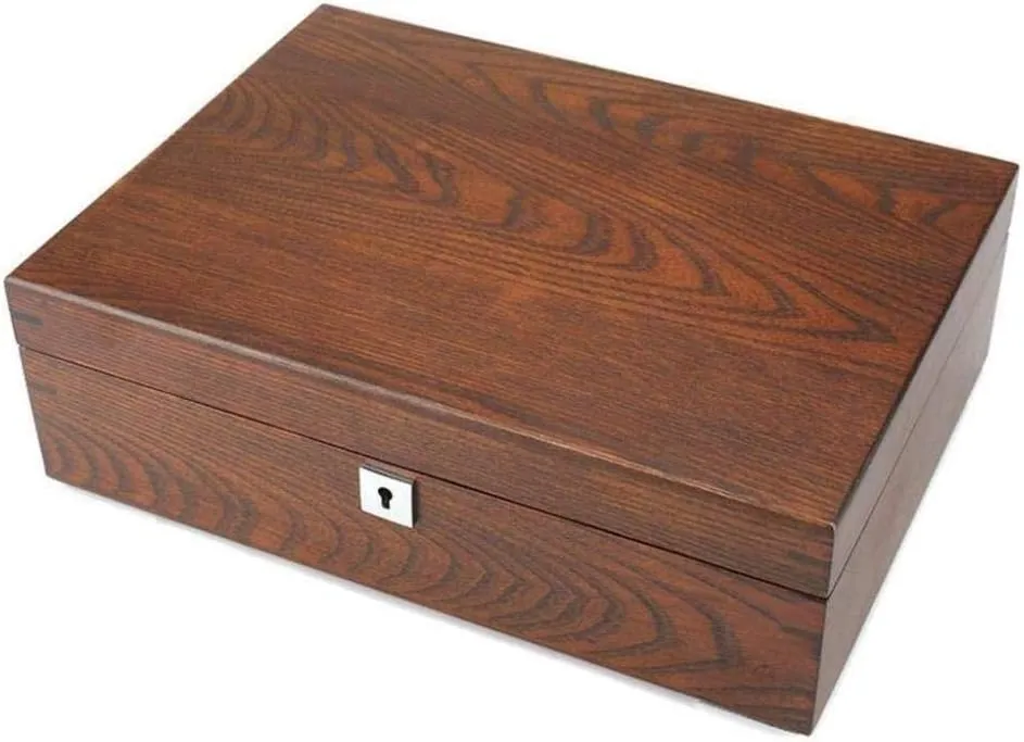 Watch Storage Box Old Elm Pure Solid Wood Skylight Watch Box Storage Box High-end Solid uncontested aspect clench seat exhibitor presumably Wood Wooden Display Box with Lock Fashion (A) MUSUMI 