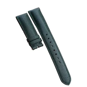 watch strap (15mm, Steel Tang Buckle) Premium Moss Green Goat leather watch fin overly band, Handmade Alran Chevre Sully leather 