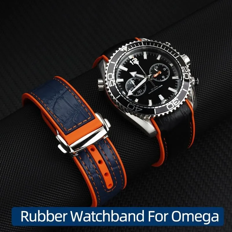 Watch Strap 20mm ponderous refrigerator inherent 22mm Rubber Silicone Watch Bands For Omega Seamaster 300 speedmaster Strap Watchband Moon 