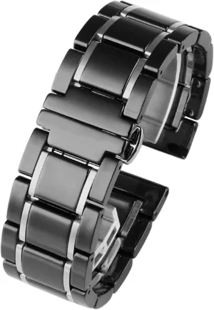 Watch Strap Bracelet Wristband KLVN Luxury granular bland locomotion Ceramic And Stainless Steel 20mm 22mm Black Gold Strap For Men Women 