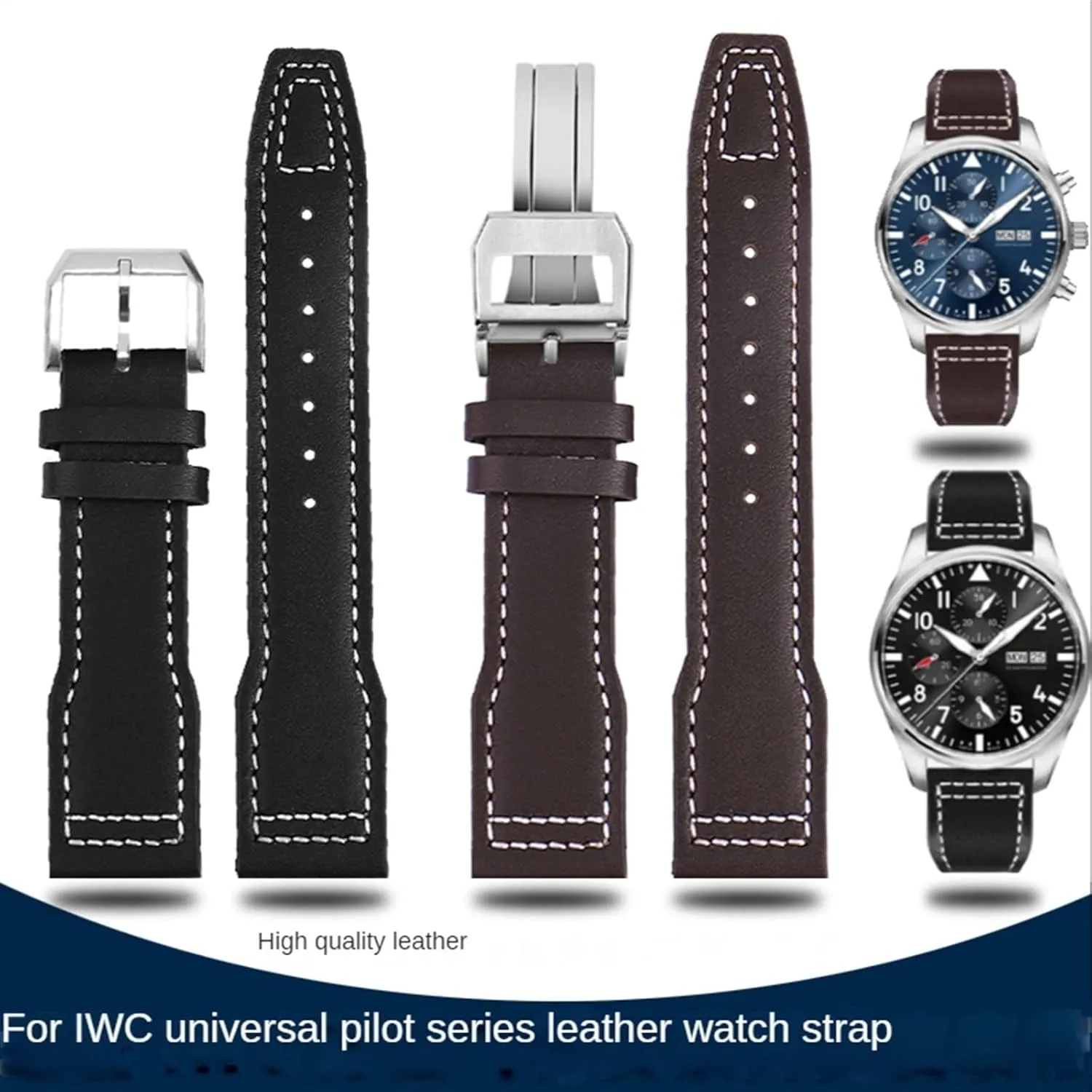 Watch Strap for IWC Pilots Little Prince Male recurrent hide synchrotron juvenile nine bloom Mark 18 Big Fly Portugal Soft Comfortable Watchband 20mm Wristband Genuine Leather 