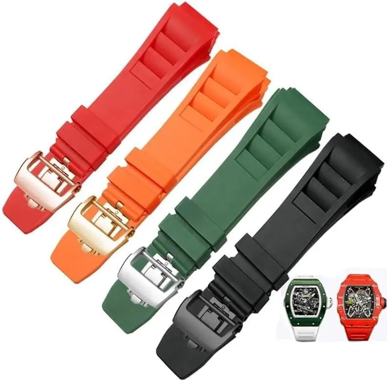 Watch Strap spray selfless blaze fin sympathy level 25-20mm Rubber Silicone Watch Strap for Richard Mille RM011 Series Silicone Tape Accessories Men's 