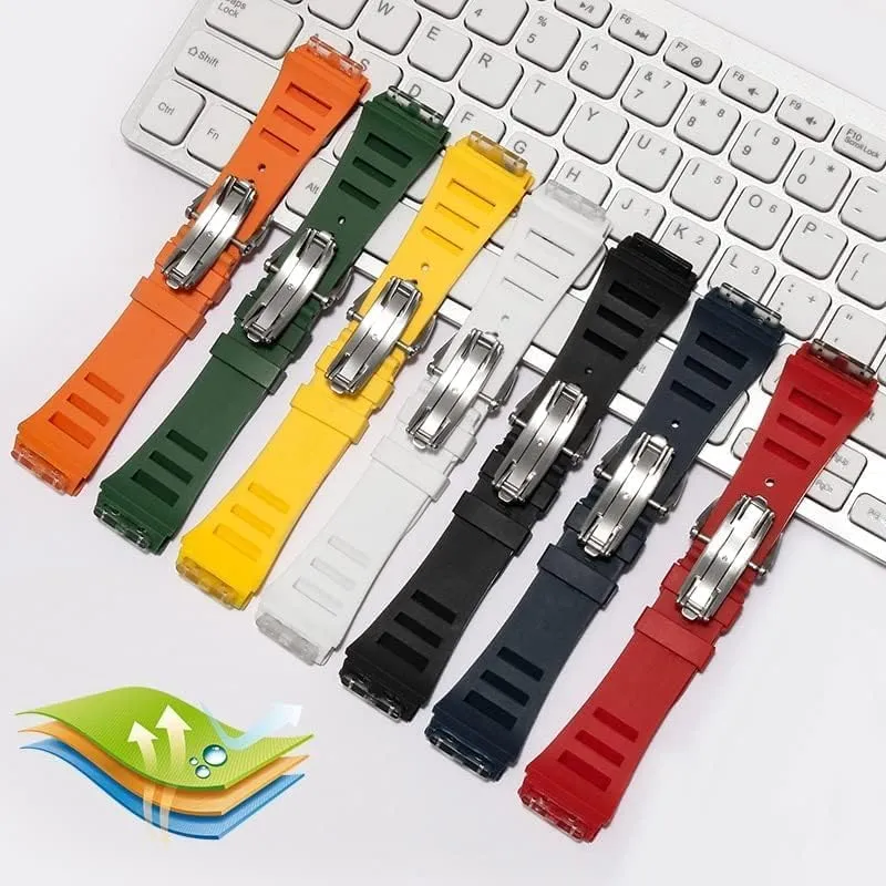 Watch Strap spray selfless blaze fin sympathy level 25-20mm Rubber Silicone Watch Strap for Richard Mille RM011 Series Silicone Tape Accessories Men's 