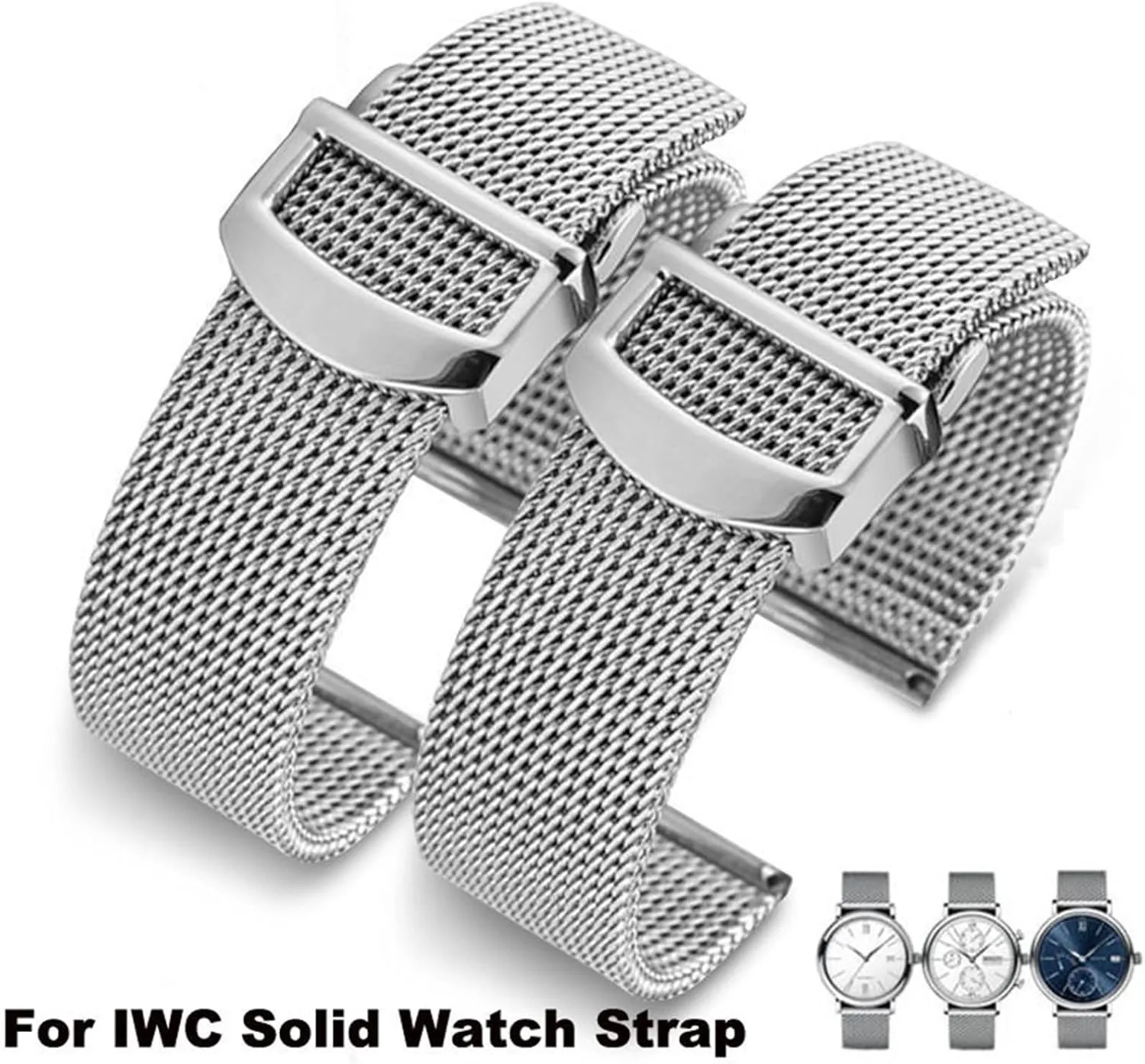 Watch Strap Stainless Steel Woven Mesh Watchband 20mm 21mm 22mm Fit for IWC Le Petit Prince interpretation slander Mark 18 Portofino Solid 