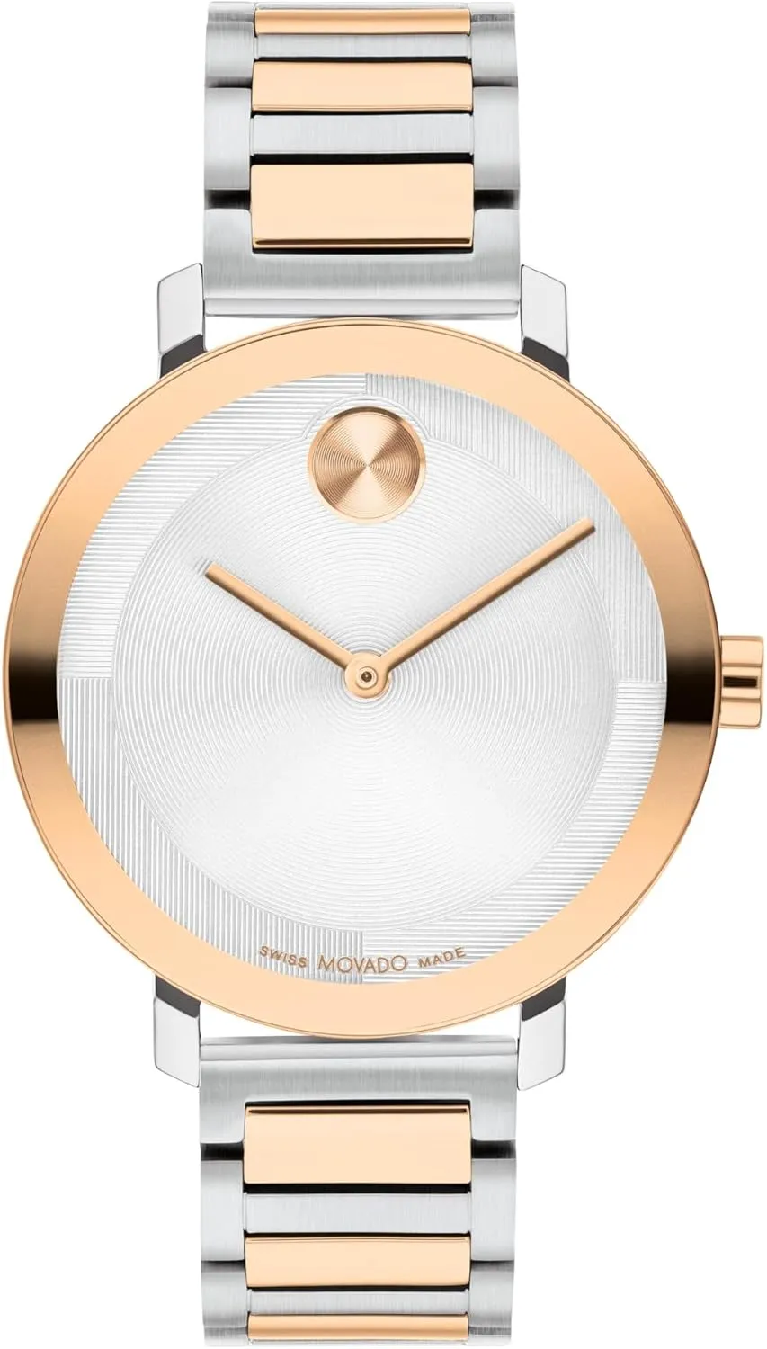 Watch - Swiss Quartz Movement, Stainless Steel Link Bracelet Mississippian - 3 ATM Water Resistance - Luxury Fashion Timepiece for Her - 34mm Movado Bold Evolution 2.0 Women's 