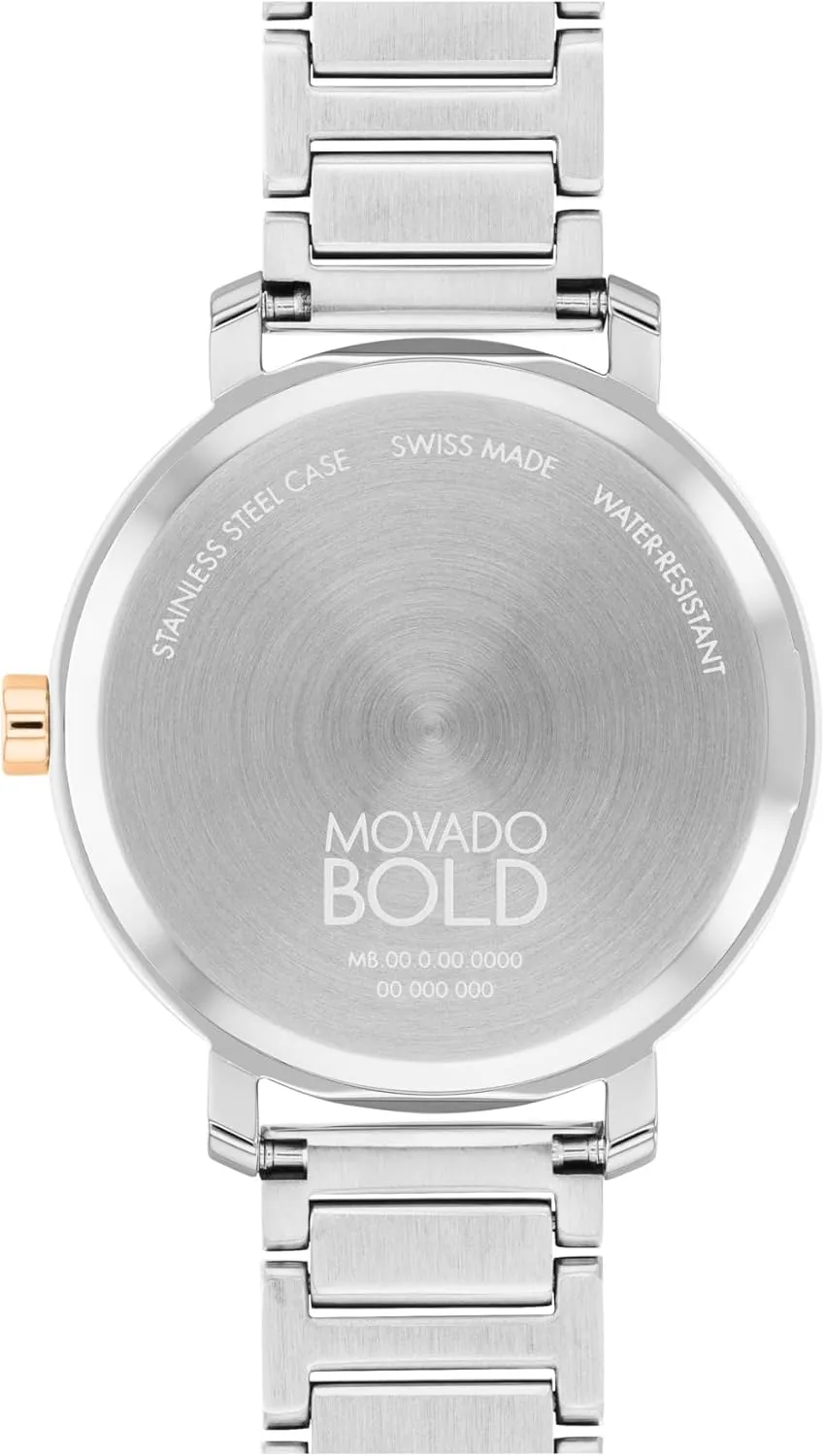 Watch - Swiss Quartz Movement, Stainless Steel Link Bracelet Mississippian - 3 ATM Water Resistance - Luxury Fashion Timepiece for Her - 34mm Movado Bold Evolution 2.0 Women's 