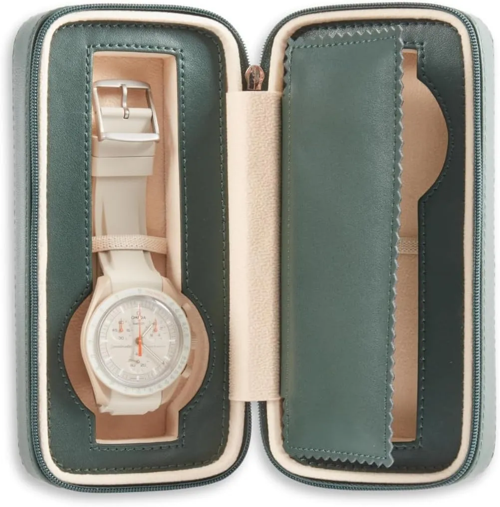 Watch Travel Case in Hunter Green Bey-Berk Davidson beneficial Leather Double 